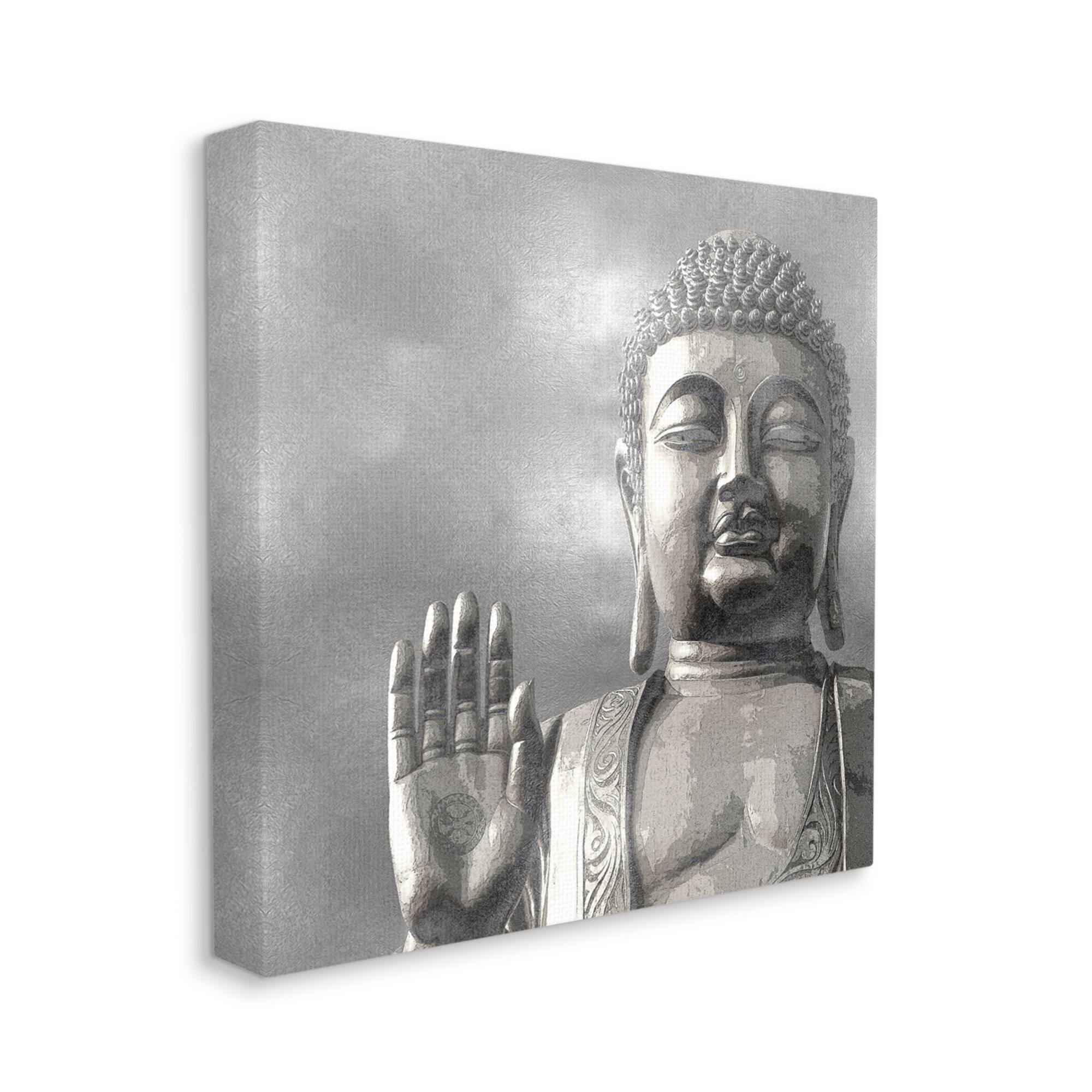 Stupell Industries Buddha Inspired Portrait Greyscale Eastern Figure Canvas Wall Art